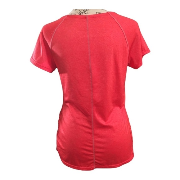 Tangerine V-Neck Tee Coral Short Sleeve Moisture-Wicking Quick Dry Shirt Small - Picture 3 of 4